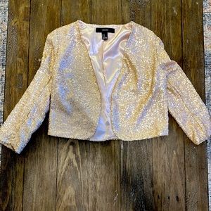Blush Sequin Crop Jacket (Size Small)